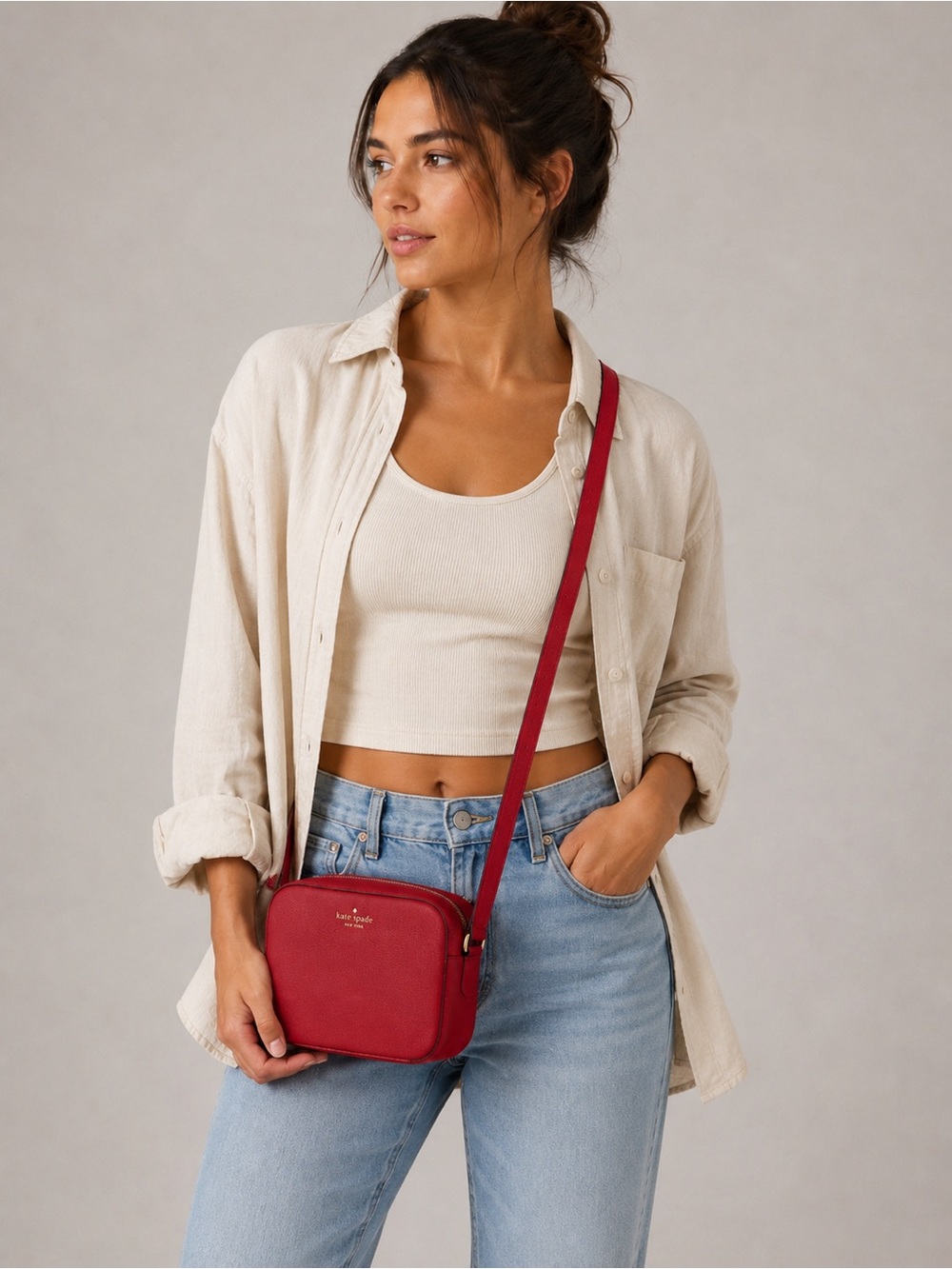Kate Spade New York Red Leather‎ Crossbody Camera Bag
